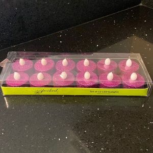 Set/12 Purple Glitter Summerween Halloween Battery Tealights